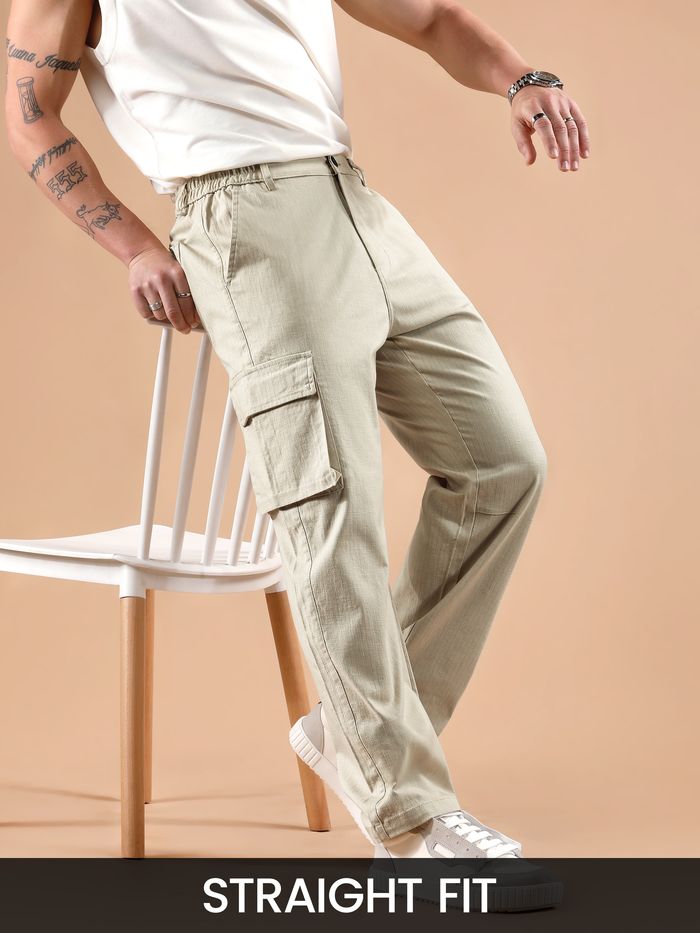 Off White Striped Side Elasticated Cargo Trousers