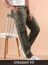 Olive Striped Side Elasticated Cargo Trousers