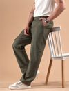 Olive Striped Side Elasticated Cargo Trousers