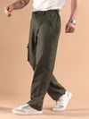 Olive Striped Side Elasticated Cargo Trousers