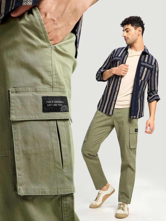 Olive cargo trousers shop