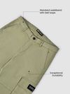 Pale Olive Solid Cargo Pants for Men