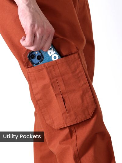 Rust Brown Cotton Cargo Joggers Rust Brown Cotton Cargo Joggers
