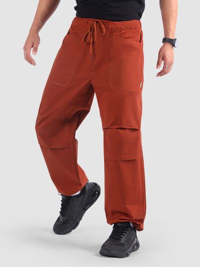 Rust Brown Double Pleated Cargos Rust Brown Elasticated Cargo