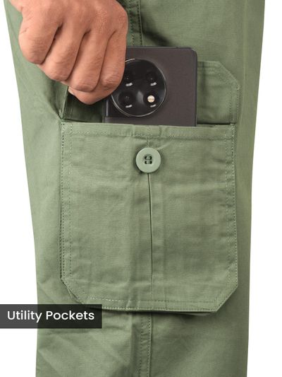 Sage Green Cotton Cargo Joggers