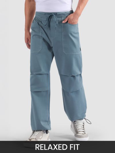 Smoky Blue Double Pleated Cargos Smoky Blue Elasticated Cargo