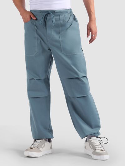 Smoky Blue Double Pleated Cargos Smoky Blue Elasticated Cargo