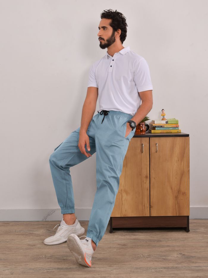 Light Blue and Navy Pant Outfit