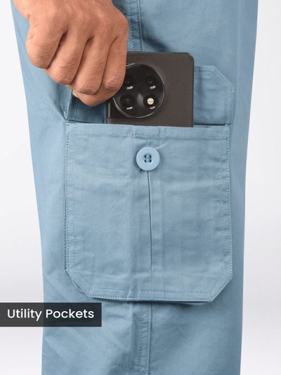 Smoky Blue Cotton Cargo Joggers Smoky Blue Cotton Cargo Joggers