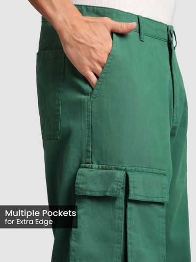 Tropical Green Statement Cargo Pants