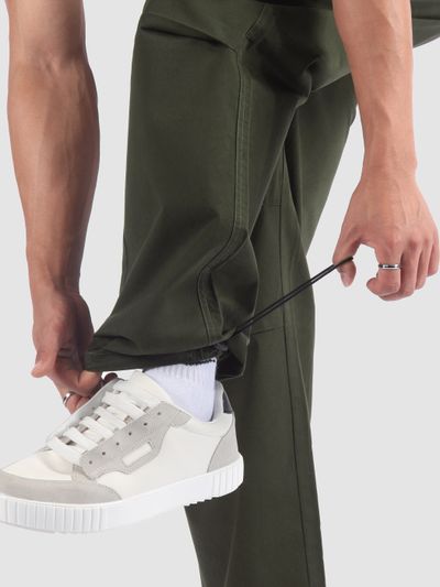 Army Green Double Pleated Cargos Army Green Elasticated Cargo