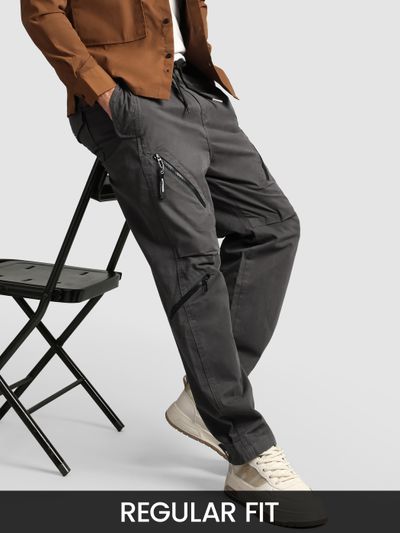 Grey 4 Pocket Utility Zipper Cargo Pants