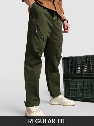 Olive 4 Pocket Utility Zipper Cargo Pants
