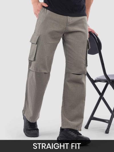 Grey Adjustable Waist Cargo Pants