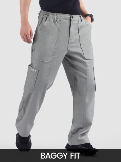 Light Grey Side Elasticated Cargo Pants