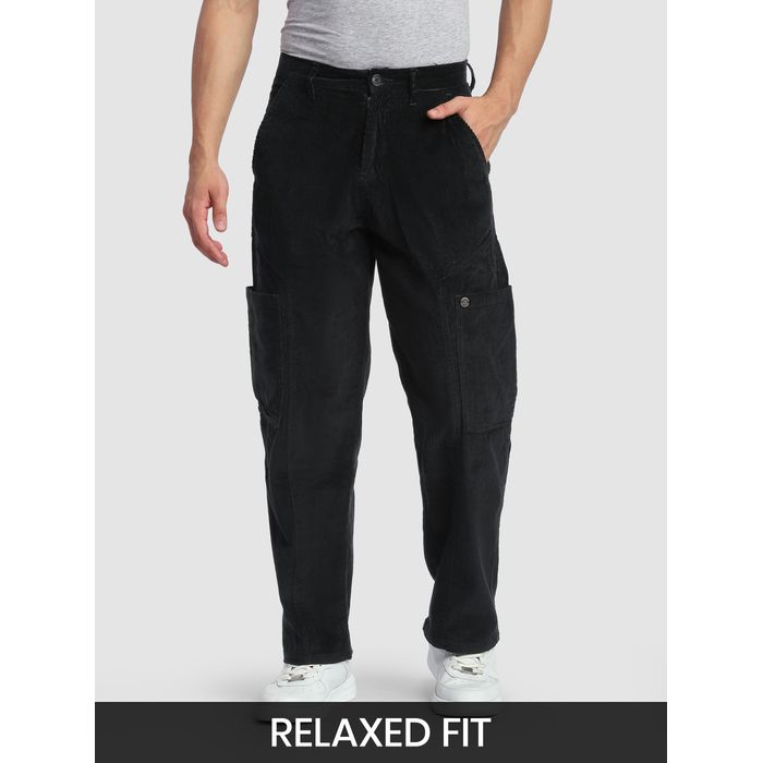 Buy Men's Black Corduroy Cargo Pants Online at Beyoung