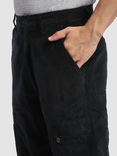 Black Corduroy Cargo Pants
