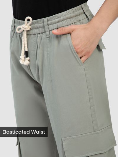 Light Grey Dart Detailed Cargo Pants Light Grey Dart Detailed Cargo Pants