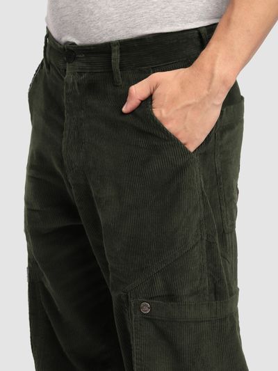 Olive Green Corduroy Cargo Pants
