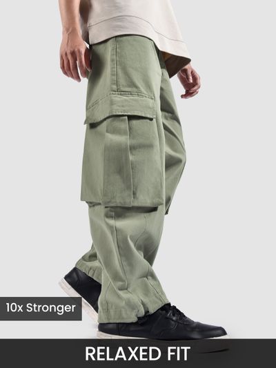 Pale Olive Dart Detailed Cargo Pants