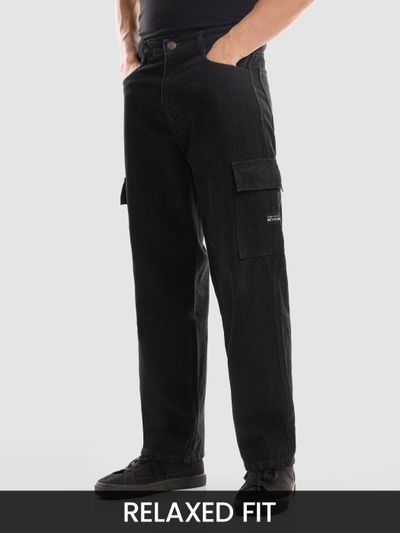 Black Denim Cargo Pants For Men Black Denim Jeans For Men