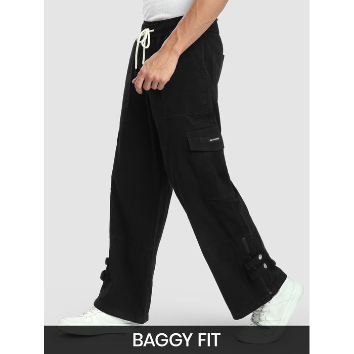 Buy Men's Black Zippered Cargo Pants at Beyoung