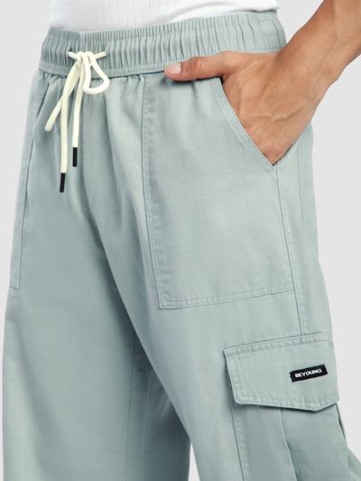 Mist Grey Zippered Cargo Pants