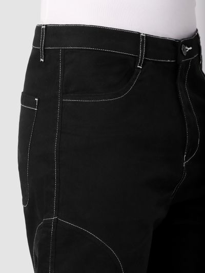Black Cut And Sew Contrast Stitch Cargo Pants Black Cut And Sew Contrast Stitch Cargo Pants