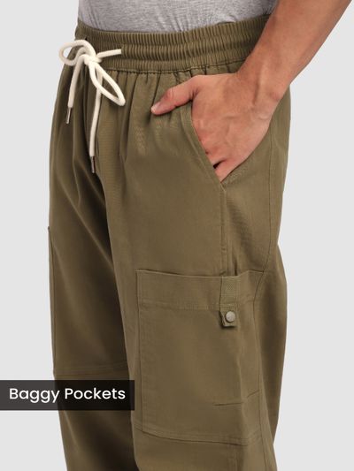 Sand Brown Elasticated Cargo Pants