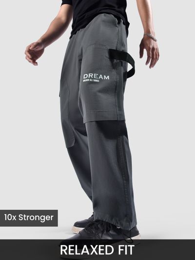 Grey Tape Detailed Cargo Pants