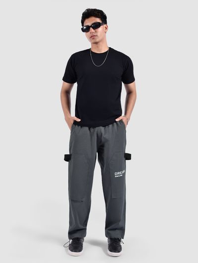 Grey Tape Detailed Cargo Pants