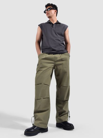 Khaki Slant Pocket Cargo Pants