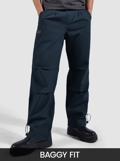 Navy Blue Slant Pocket Cargo Pants branded cargo pants for men at Beyoung,