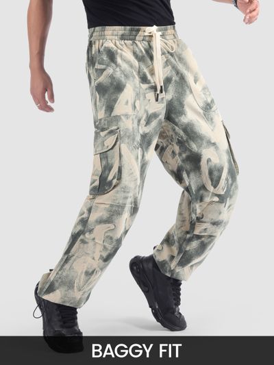 Grey Oversized Camo Cargo Pants
