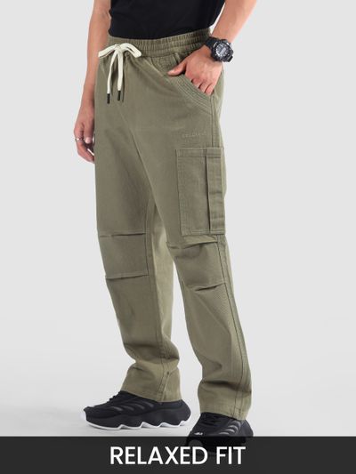 Sage Green Double Pleated Cargo Pants