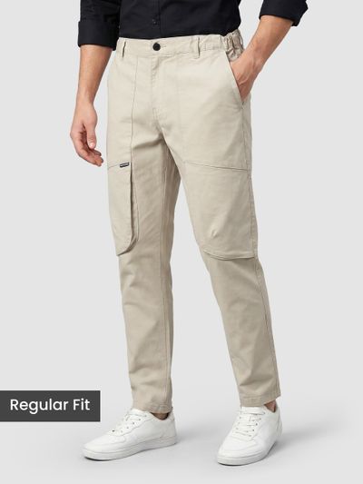 Beige Baggy Pocket Cargos