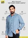 White-Blue Multi Checked Shirts for Men