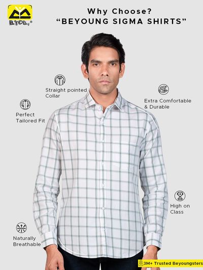 White Staple Double Checked Shirts for Men Men's White Shirts in India