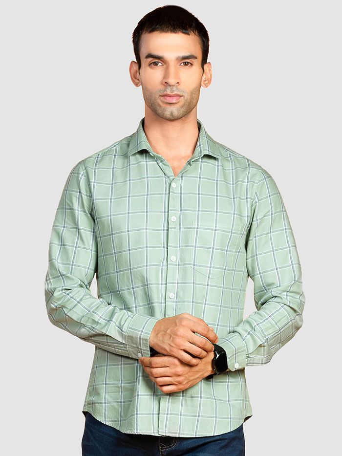 Light green checks shirt clearance