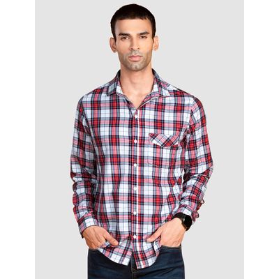 Red-White Multi Checked Shirts for Men 