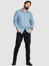 White-Blue Multi Checked Shirts for Men