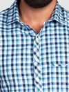 White-Blue Multi Checked Shirts for Men