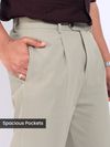 Beige Relaxed Fit Korean Pants