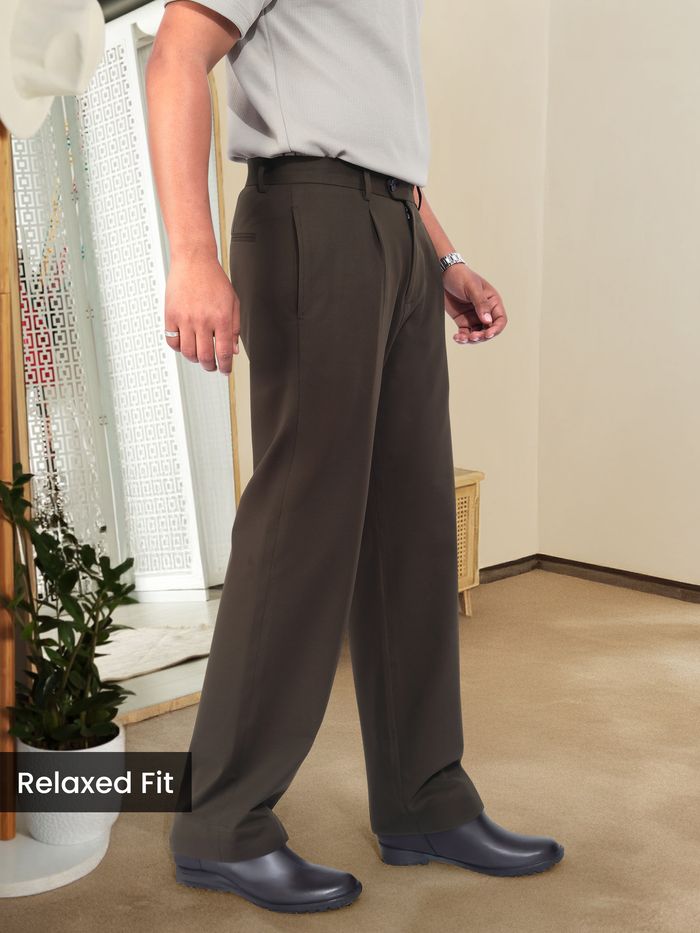 Coffee Brown Relaxed Fit Korean Pants