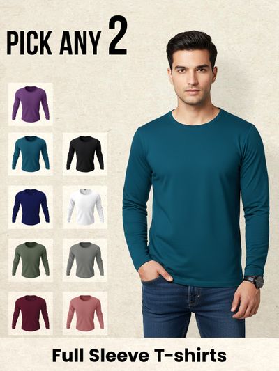 Pick Any 2 - Plain Full Sleeve T-shirts Combo t-shirts for men full sleeve,