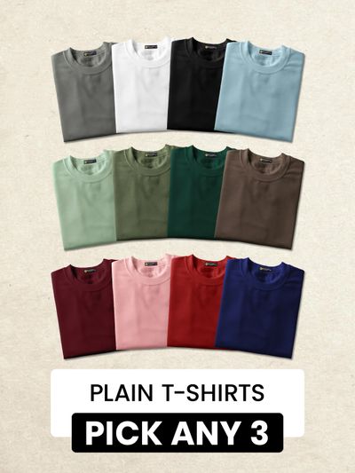 Pick Any 3- Plain T-shirt Combo 2.0 latest plain tshirts combo online at beyoung,