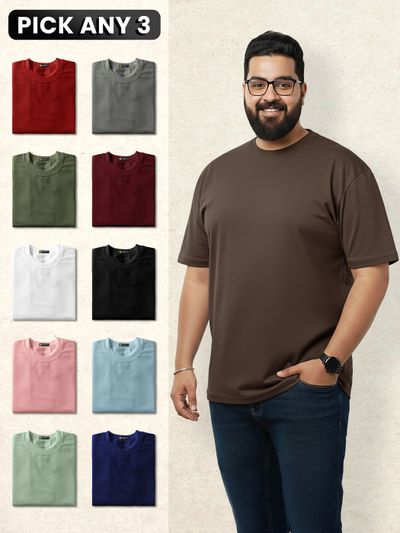 Pick Any 3 - Plain T-shirt Plus Size Combo 4XL T shirts Online in India,