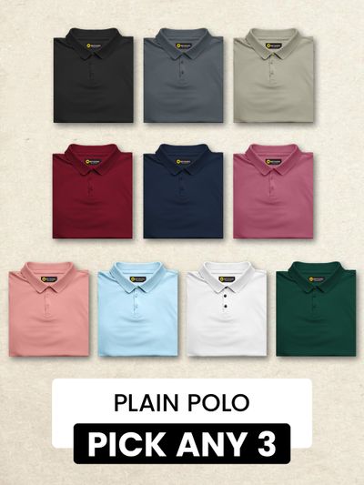 Pick Any 3- Polo T-shirt Combo Shop beyoung polo t-shirts for men combo collection,