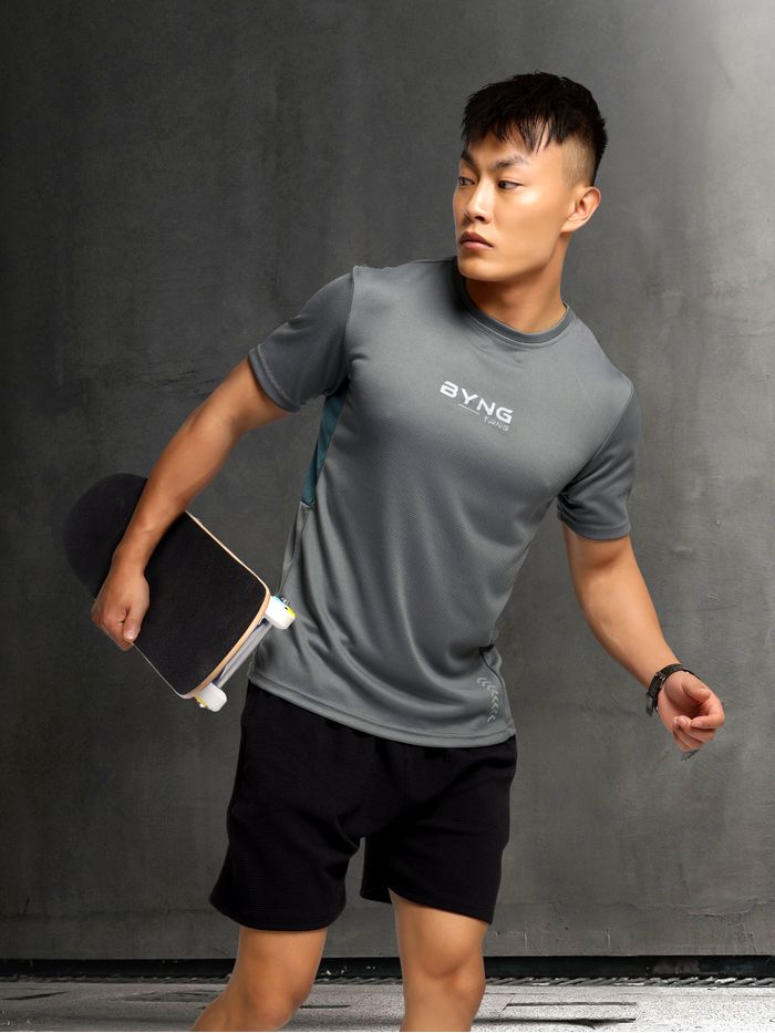Grey t hotsell shirt black shorts