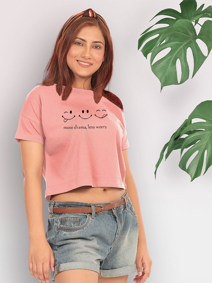 Buy More Drama Less Worry Crop Top T-shirt Online in India @ Rs.349 -  Beyoung
